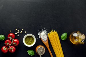 Italian food background with food